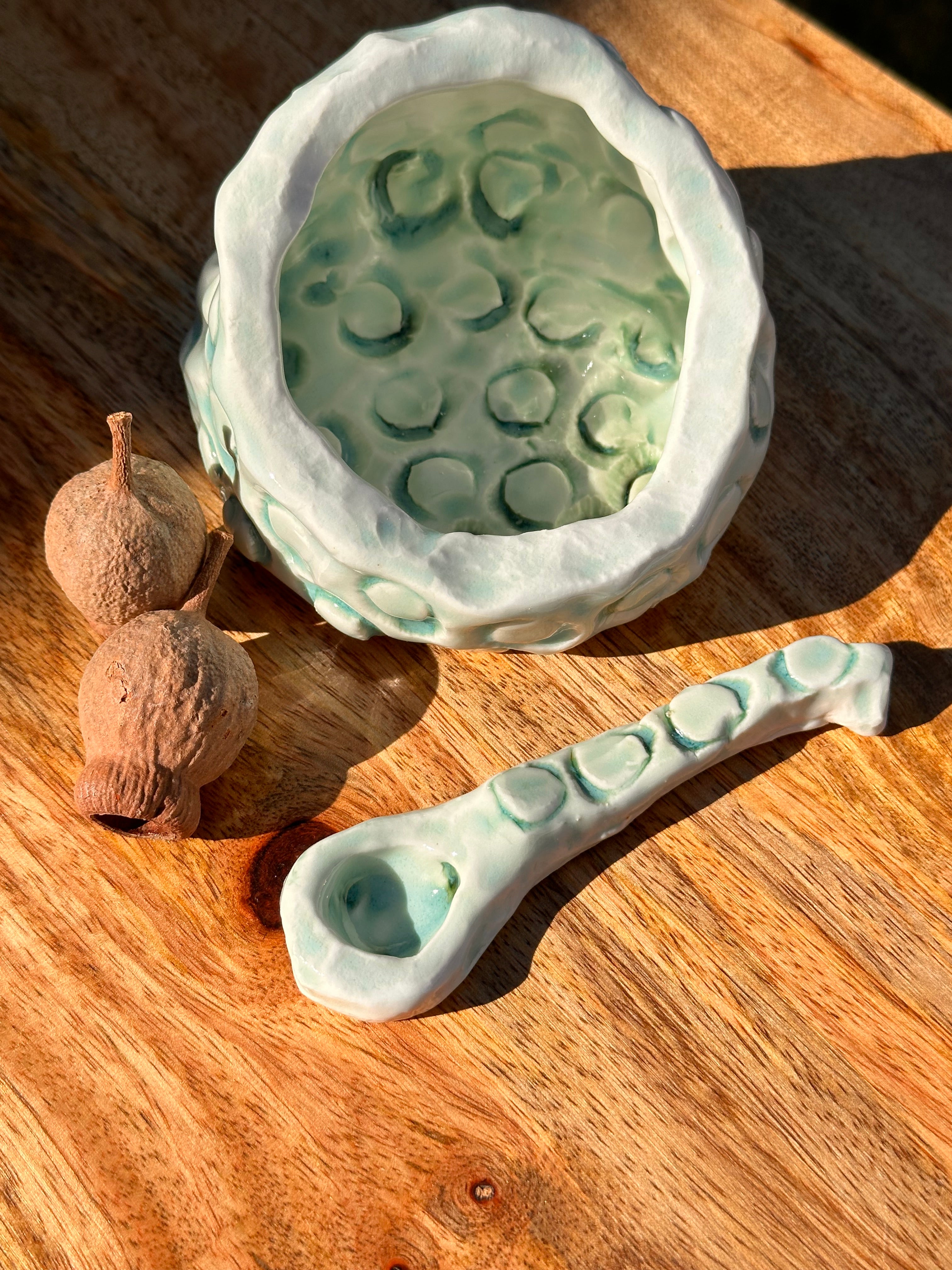 Porcelain Salt Cellar & Spoon - Marri