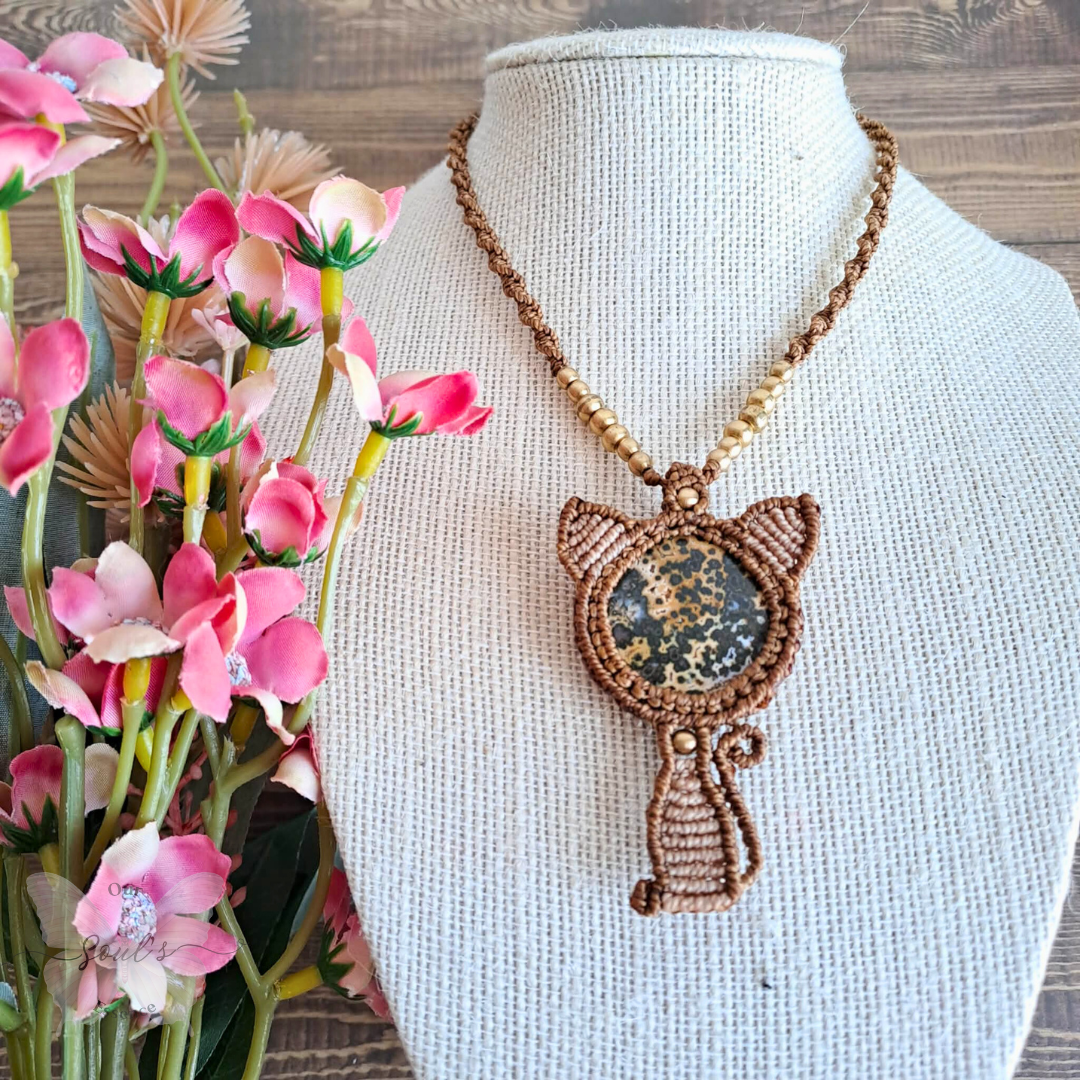 Orbicular Jasper Micromacrame Necklace