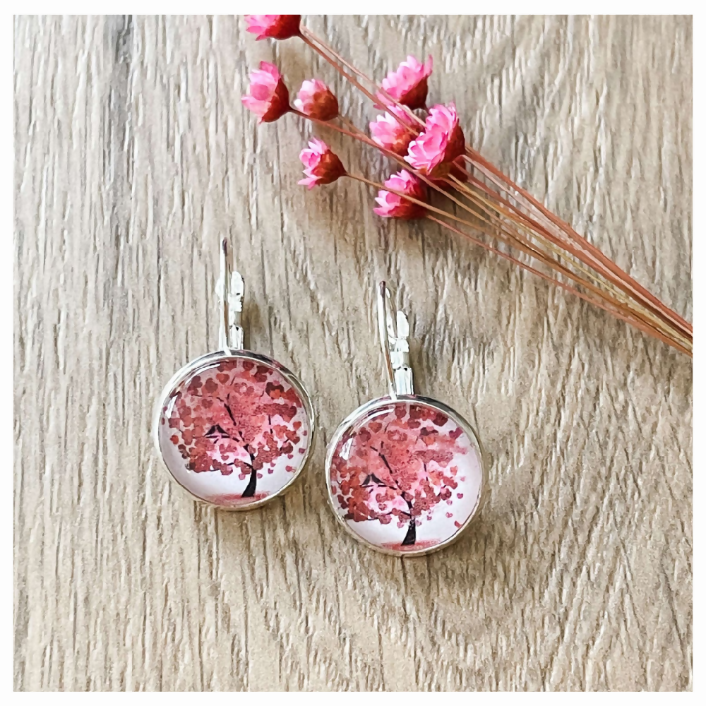 Tree of Life Earrings in Pretty Pink