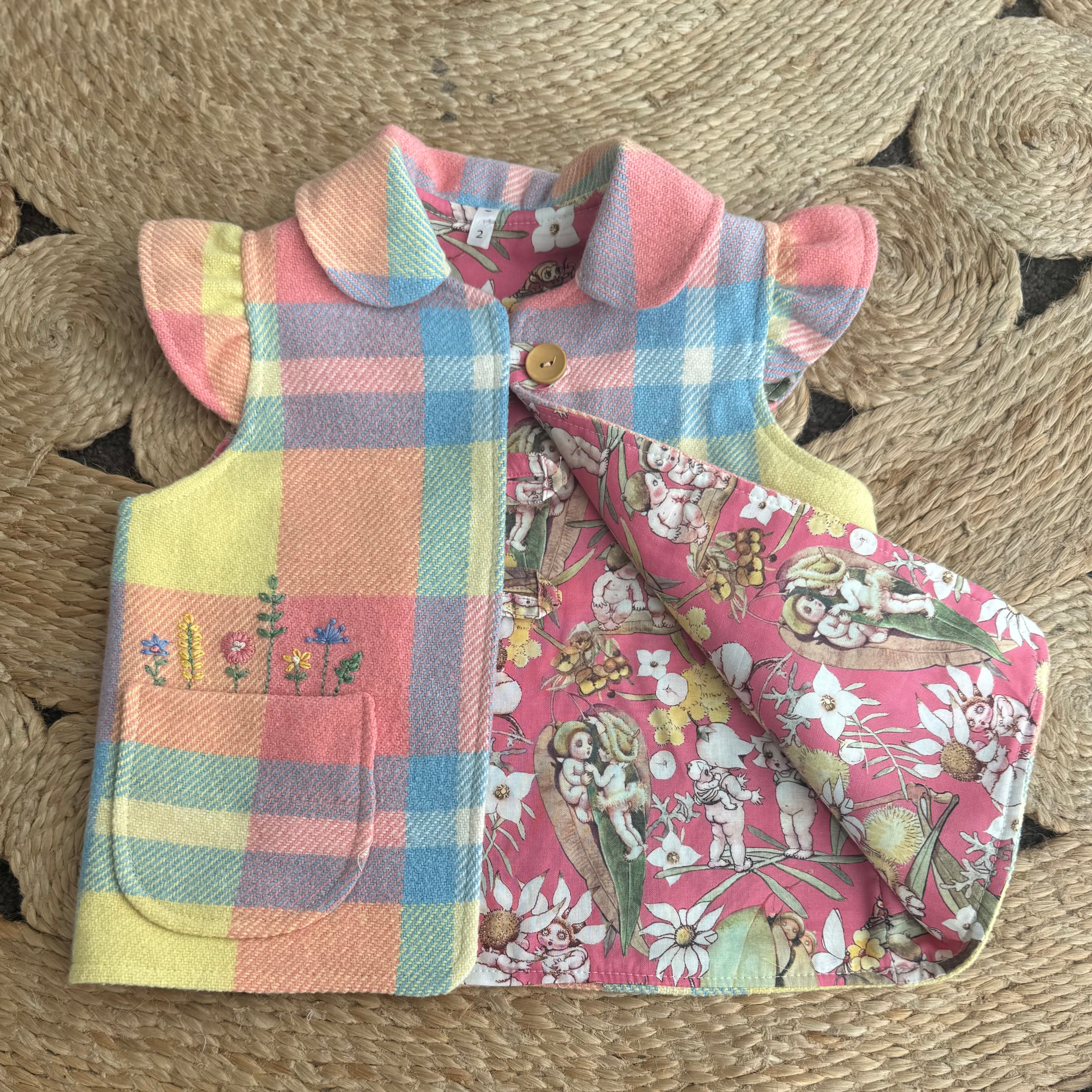 Hand Embroidered Girls Blanket Vest