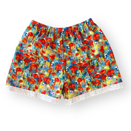 Girls Cotton lace hem Shorts - MIXED PRINTS AND SIZES