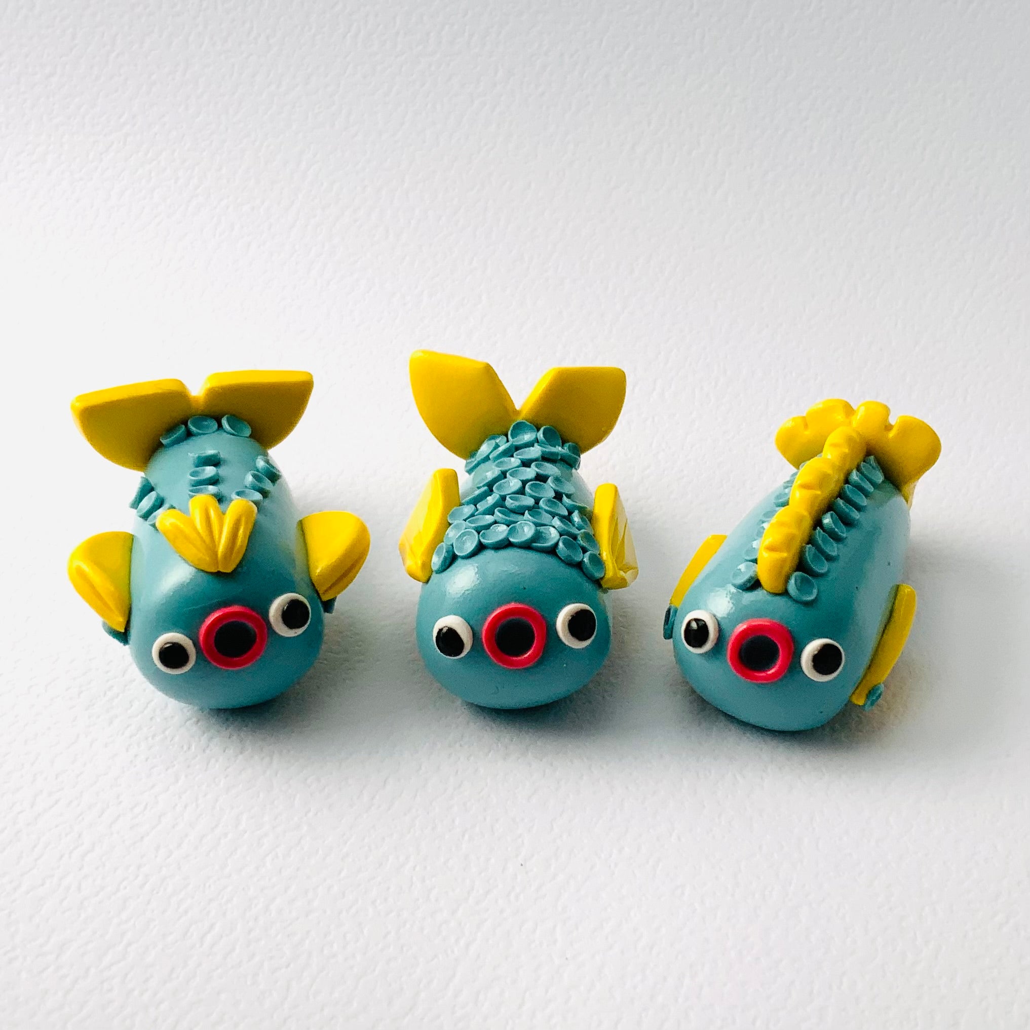 Fantastical Fishy Friends Trios: Whimsical Handmade Polymer Clay Fish