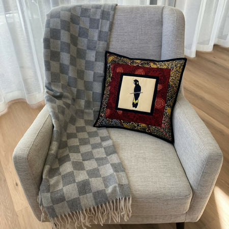handmade Australian native quilted - yellow tailed black cockatoo