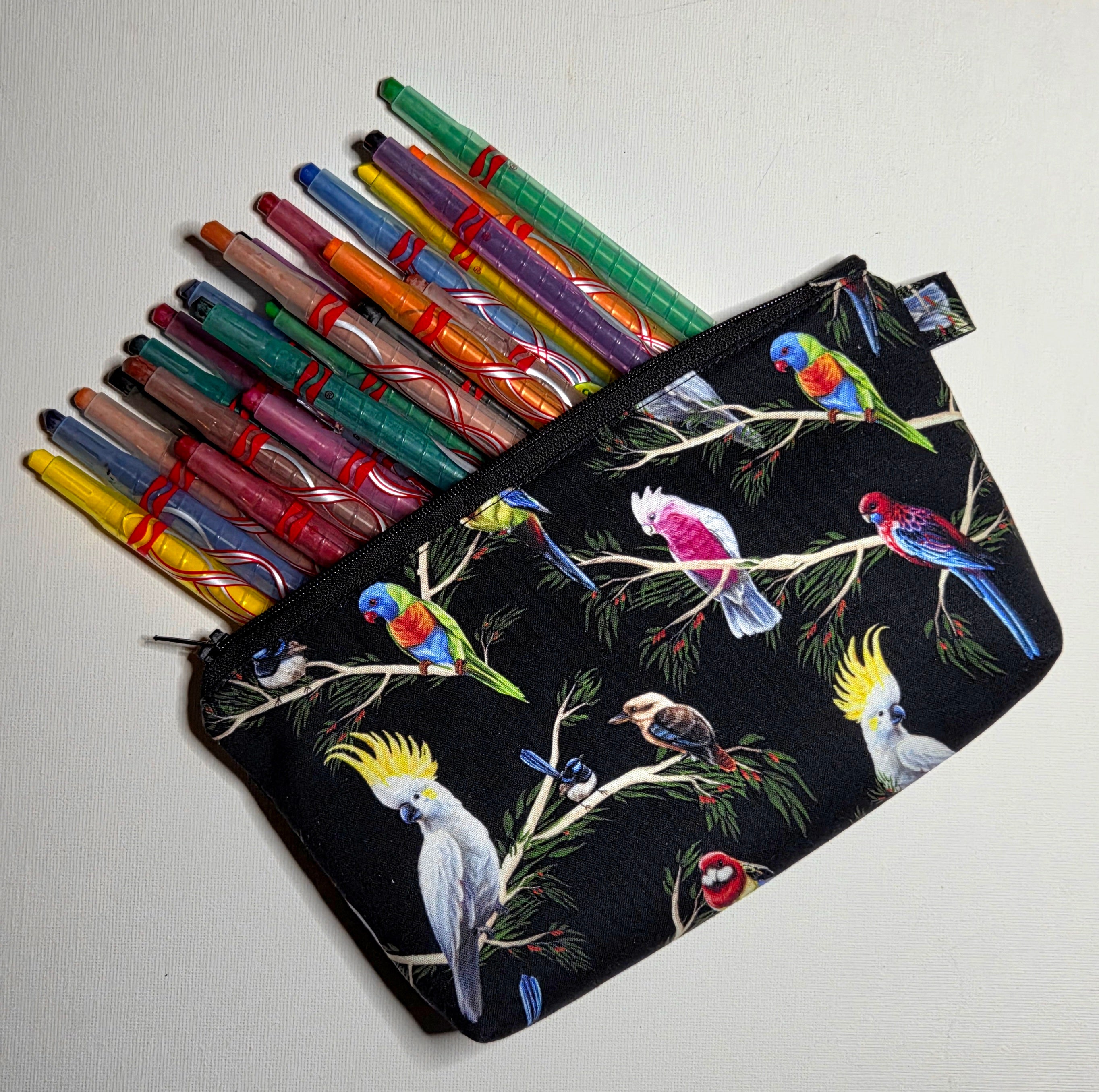 Pencil case in Gorgeous Australian Bird fabric