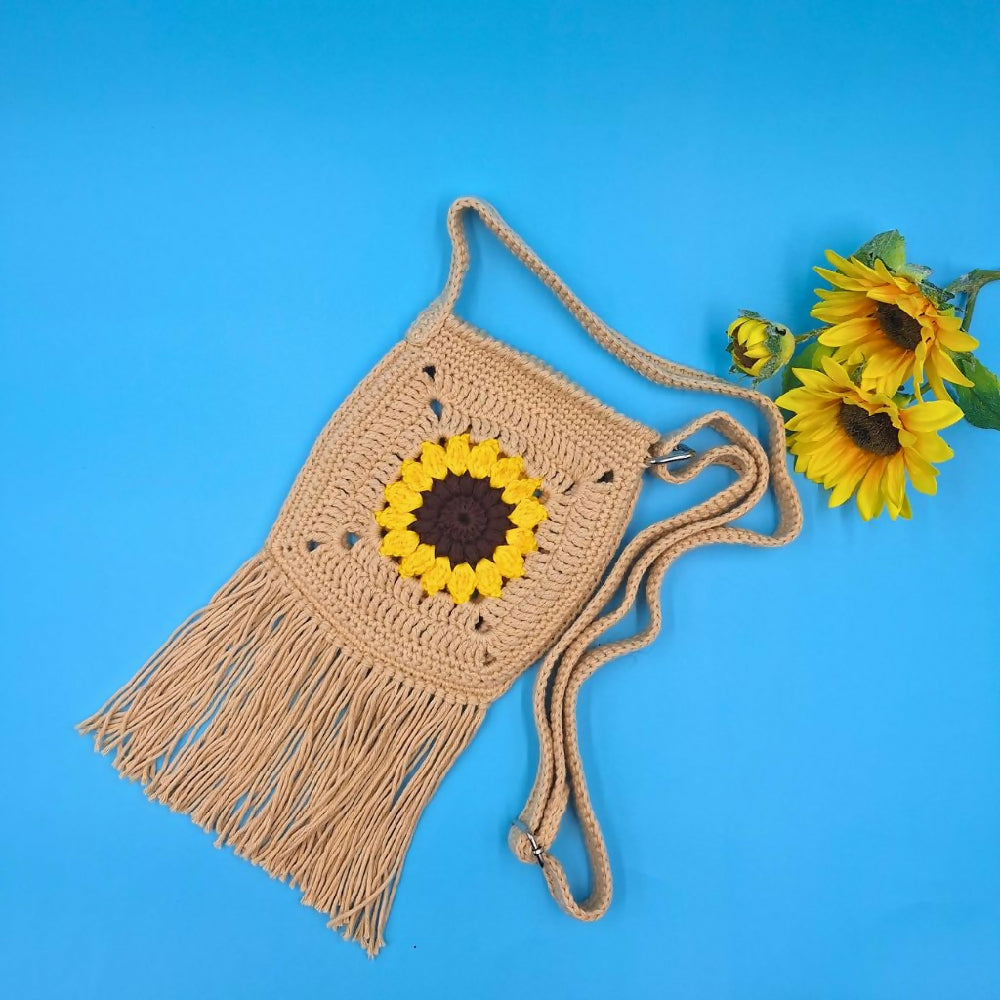 Sunflower Granny Square Cross Body Bag