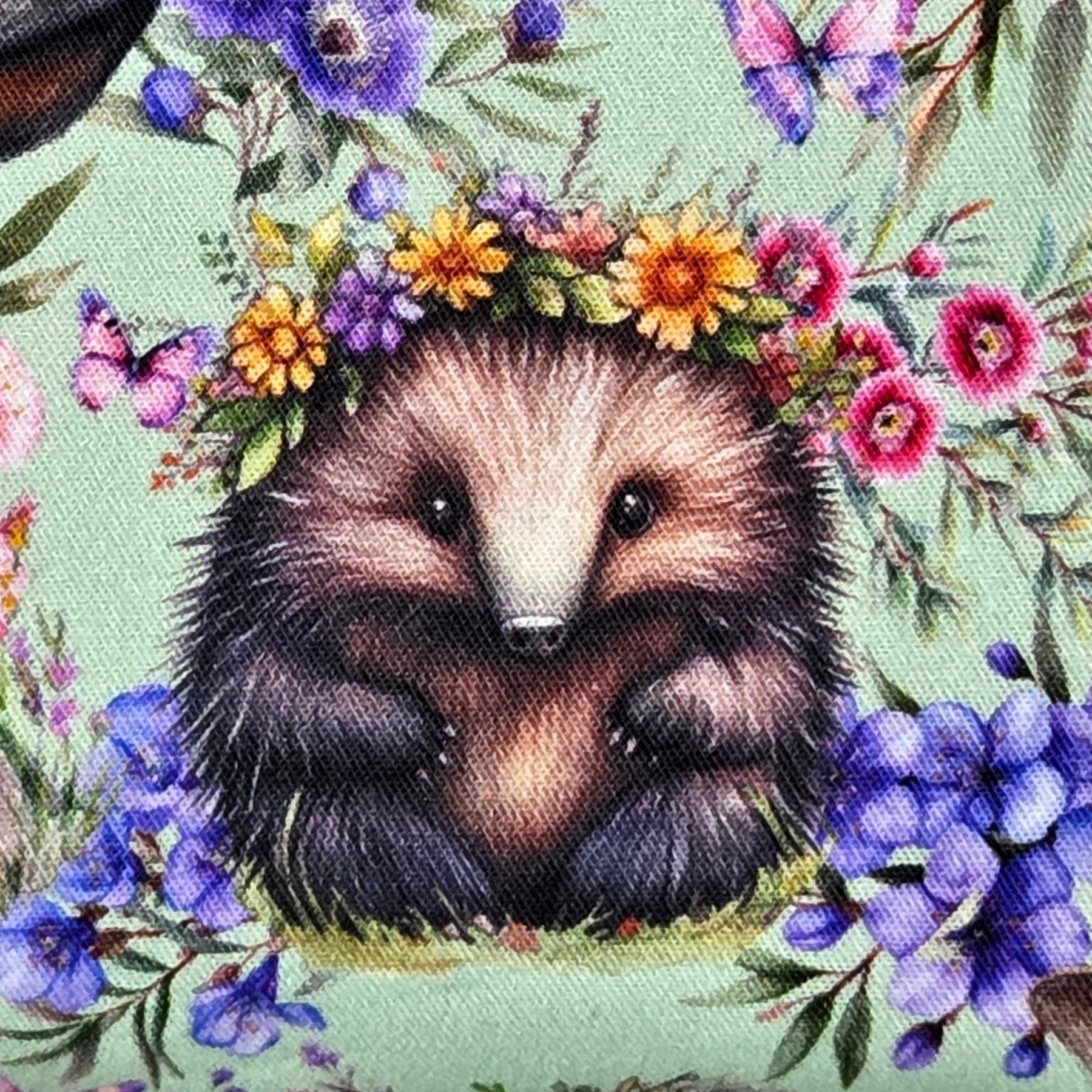 Zippered Pouch with Aussie Animals and Wildflowers, size Large