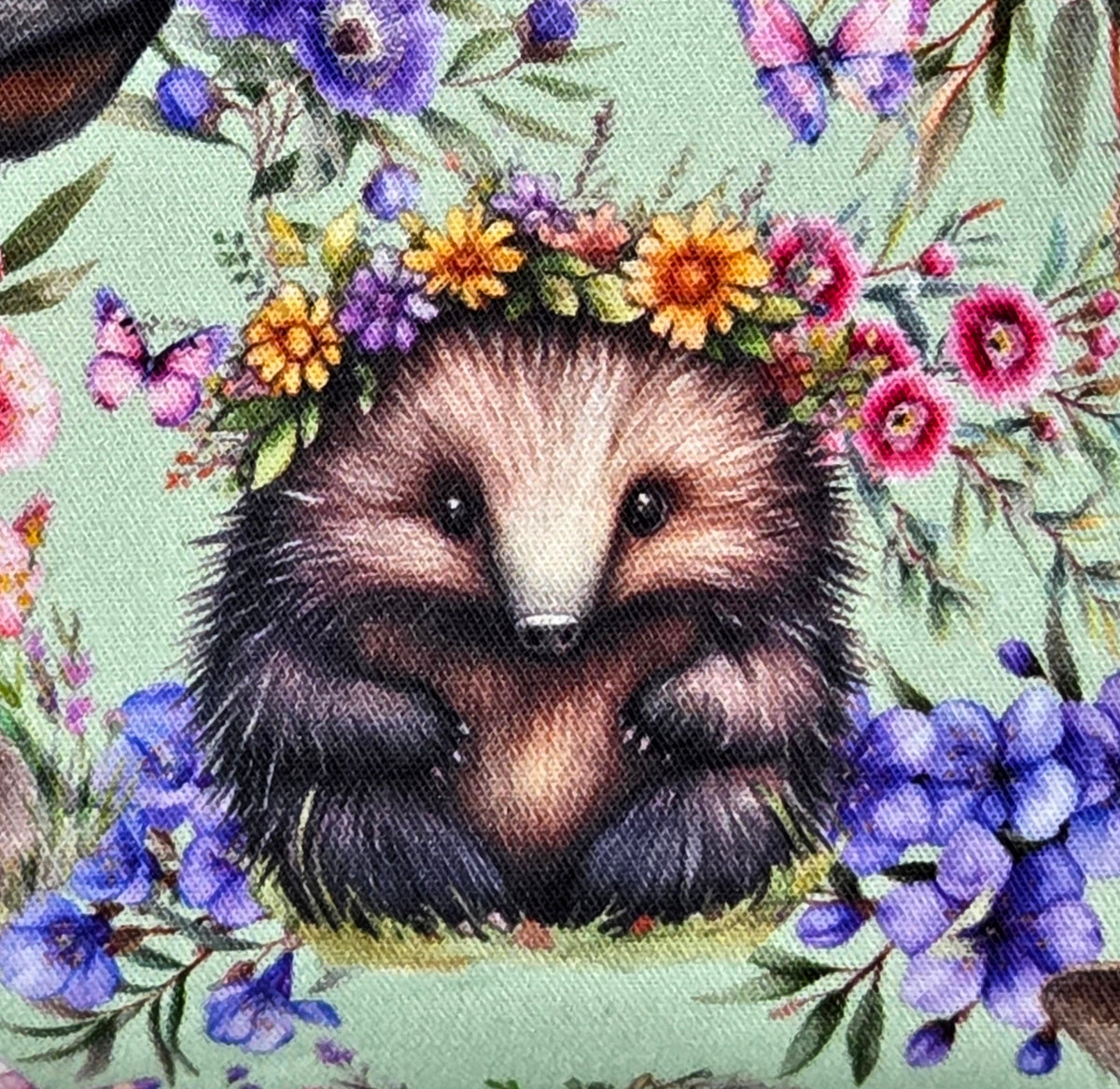 Zippered Pouch with Aussie Animals and Wildflowers, size Large