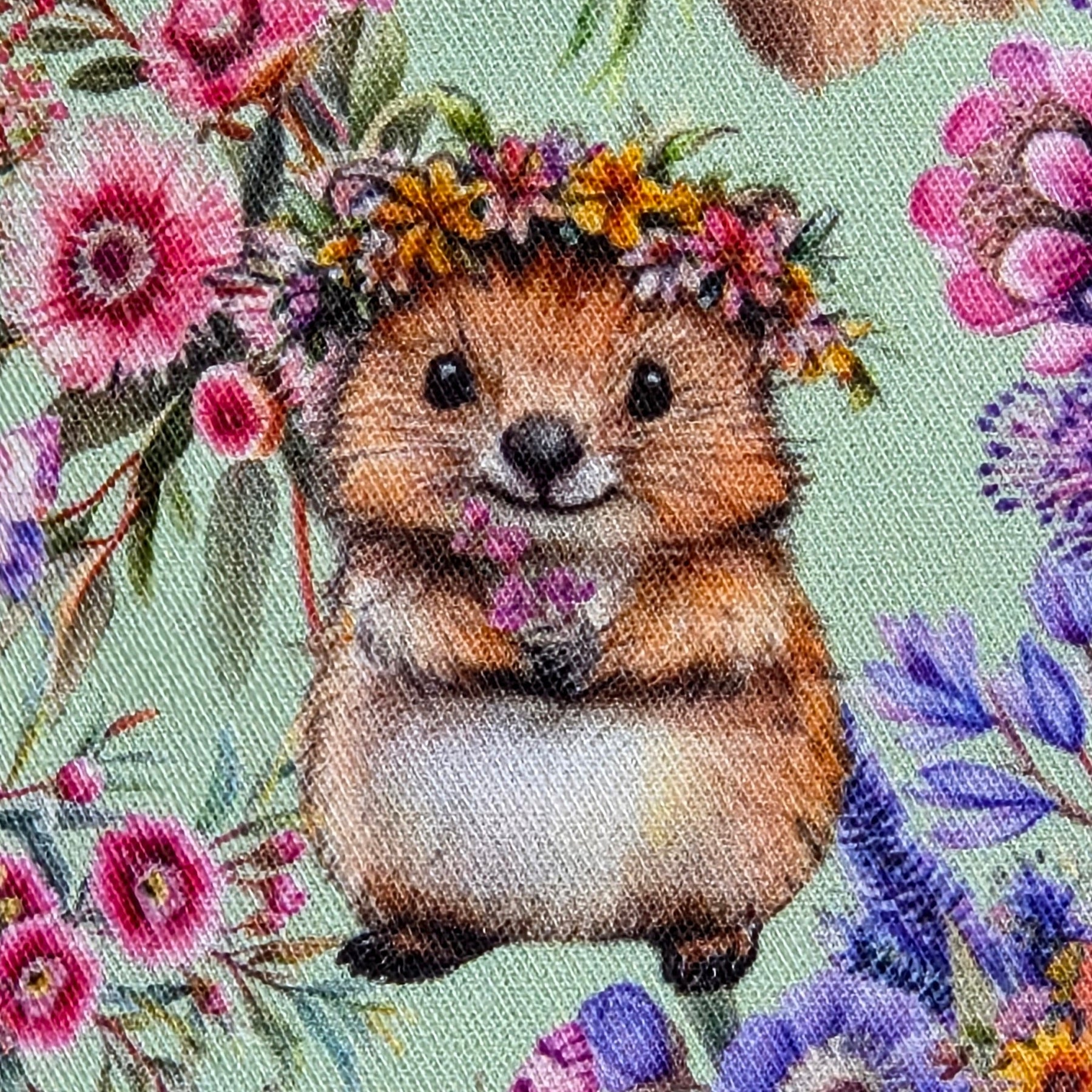 Zippered Pouch with Aussie Animals and Wildflowers, size Large