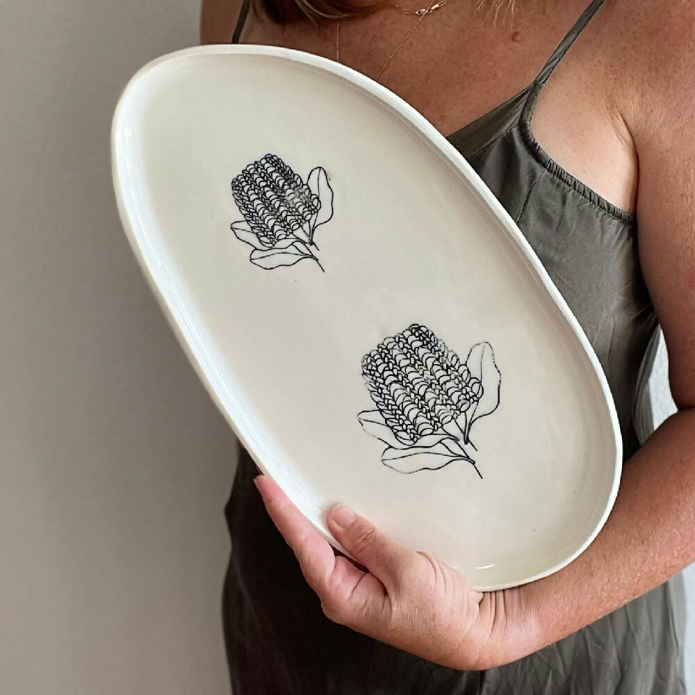 Australian-Ceramic-Pottery-Artist-Ana-Ceramica-Home-Decor-Kitchen-and-Dining-Banksia-Platter-Set-of-2-Porcelain-Australiana-Handmade-Pottery-Ceramics