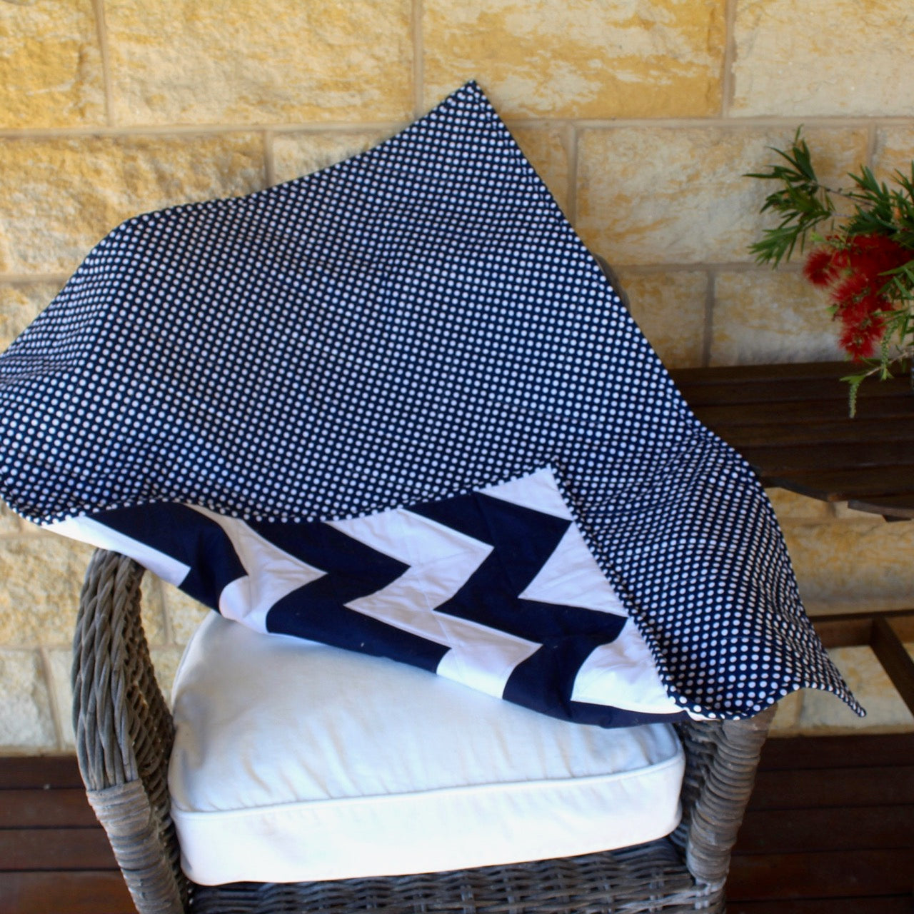 Chevron Baby/Cot Quilt Navy & White