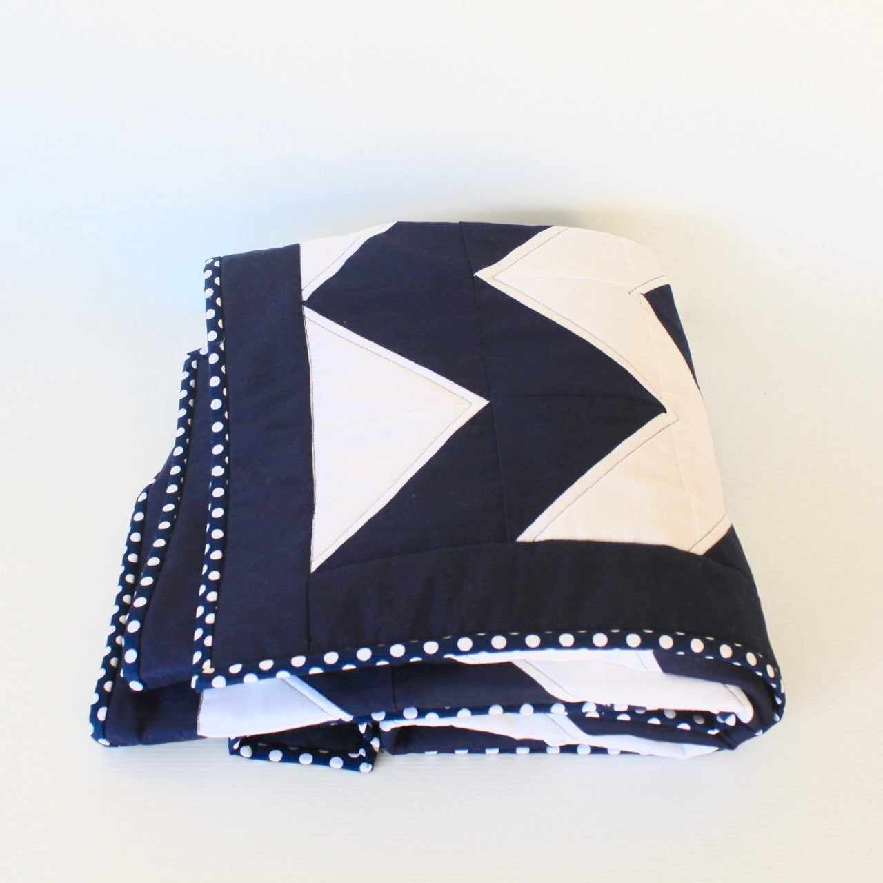 Chevron Baby/Cot Quilt Navy & White