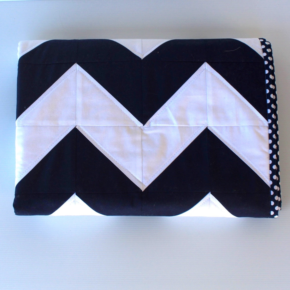 Chevron Baby/Cot Quilt Navy & White