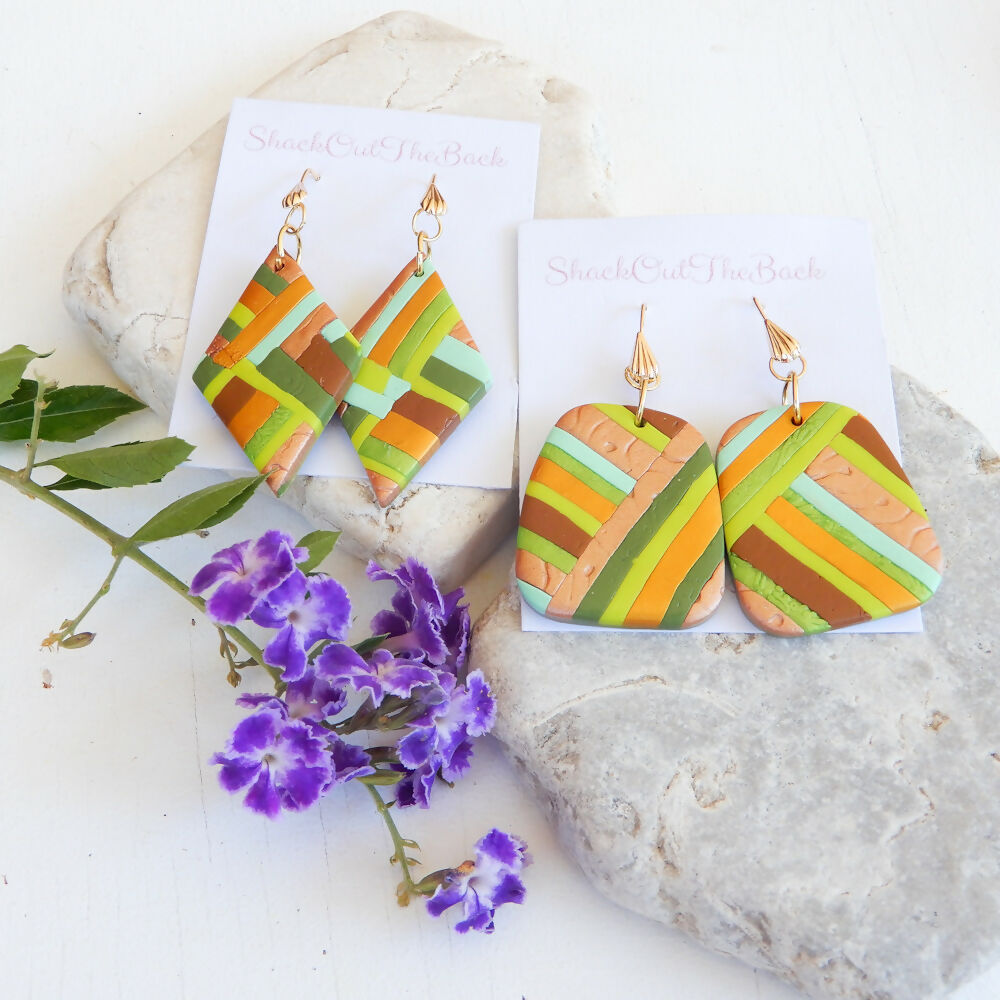 Striped Polymer Clay Earrings "Avenue"