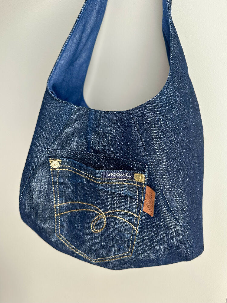 Upcycled Denim Handbag - Dark Blue