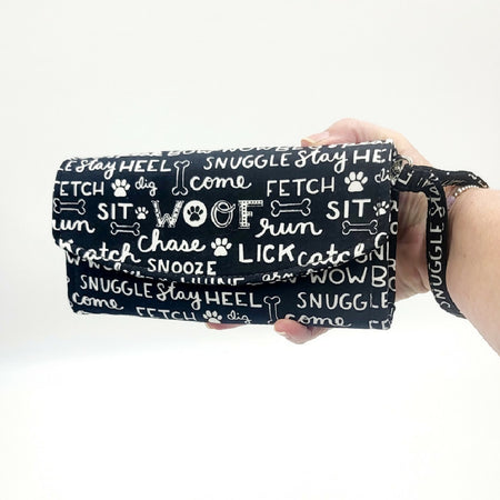 Dog Words White on Black Everyday Clutch Purse