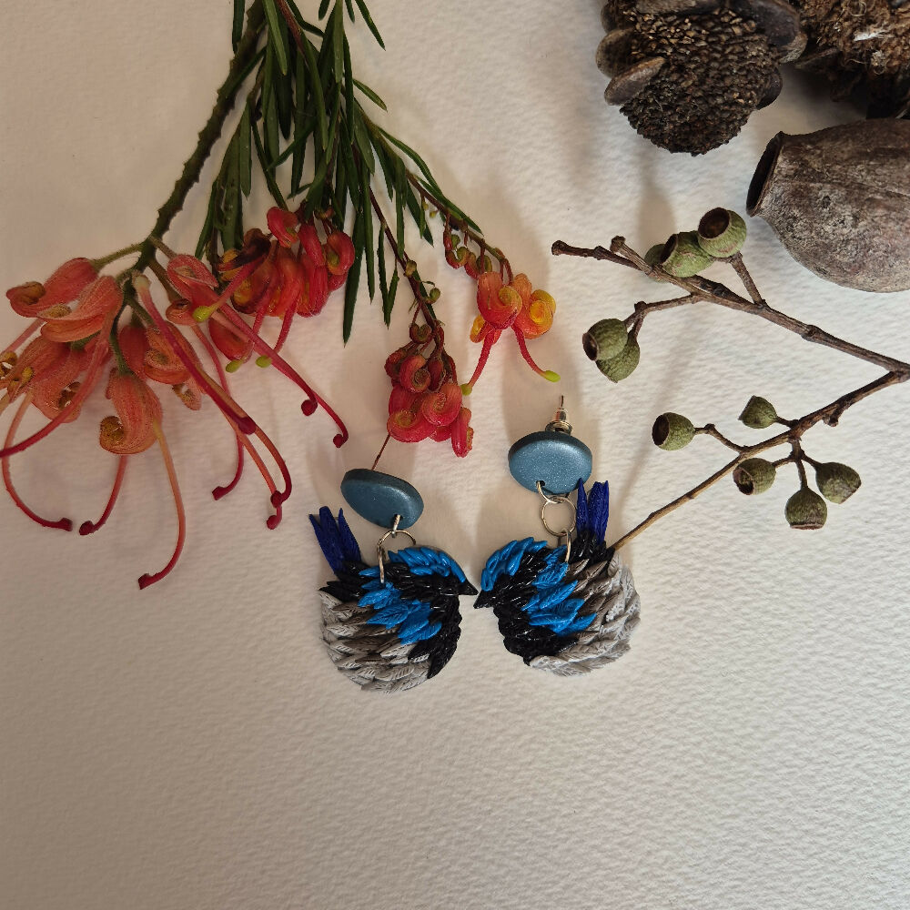 Billy Blue Wren Dangle Earrings (2 sizes available)