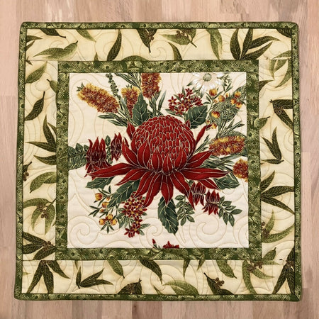 table centre handmade quilted australia native - waratah