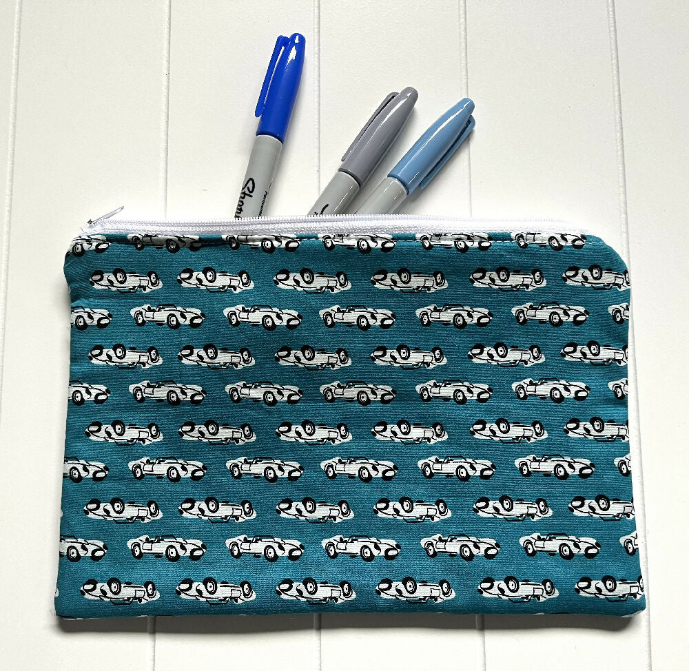 Vintage racing cars pencil case