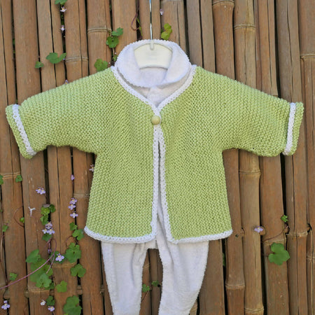 Cotton baby jackets. Garter stitch. Fit 6 - 18 months.