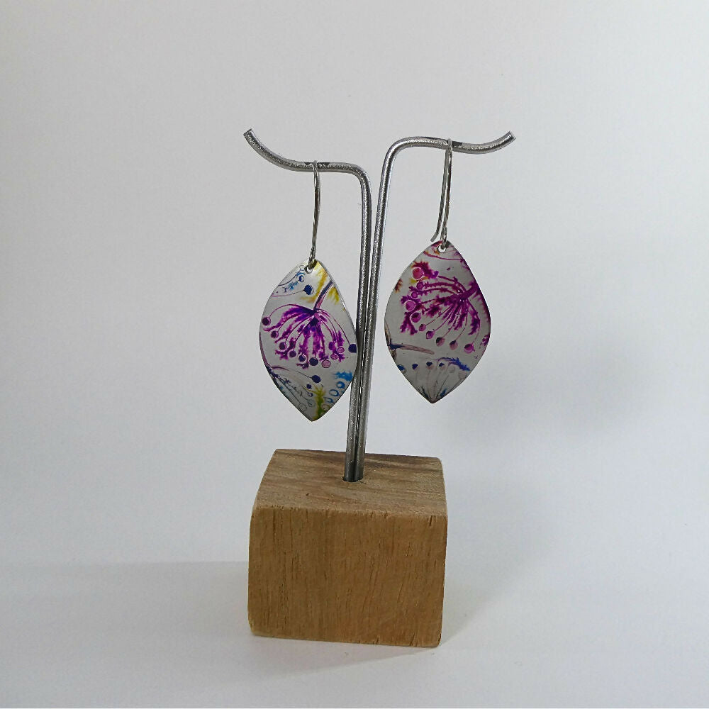 Printed Australian floral anodised aluminium earrings