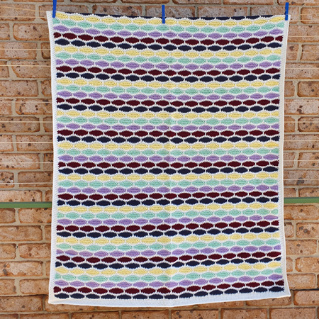 Bertie crochet baby blanket blue/maroon/purple/green/yellow