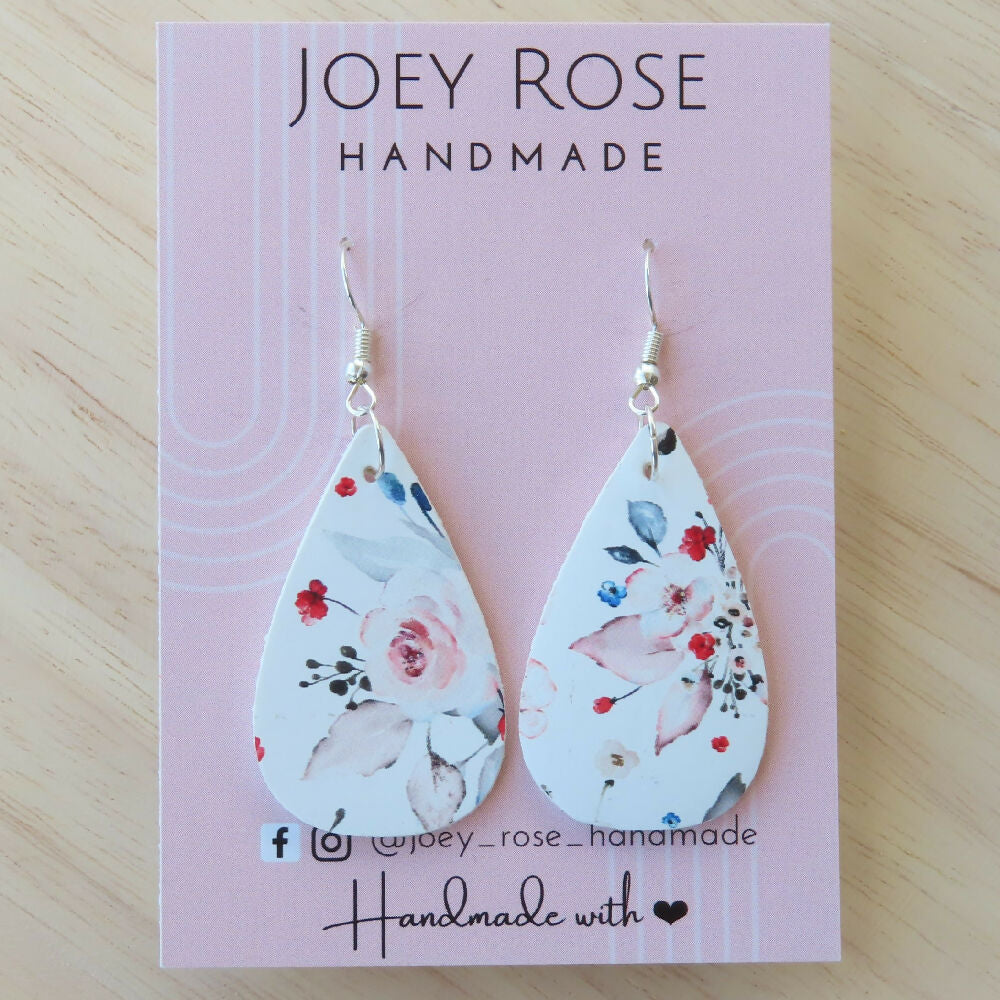 Faux Leather Earrings - Georgia Print