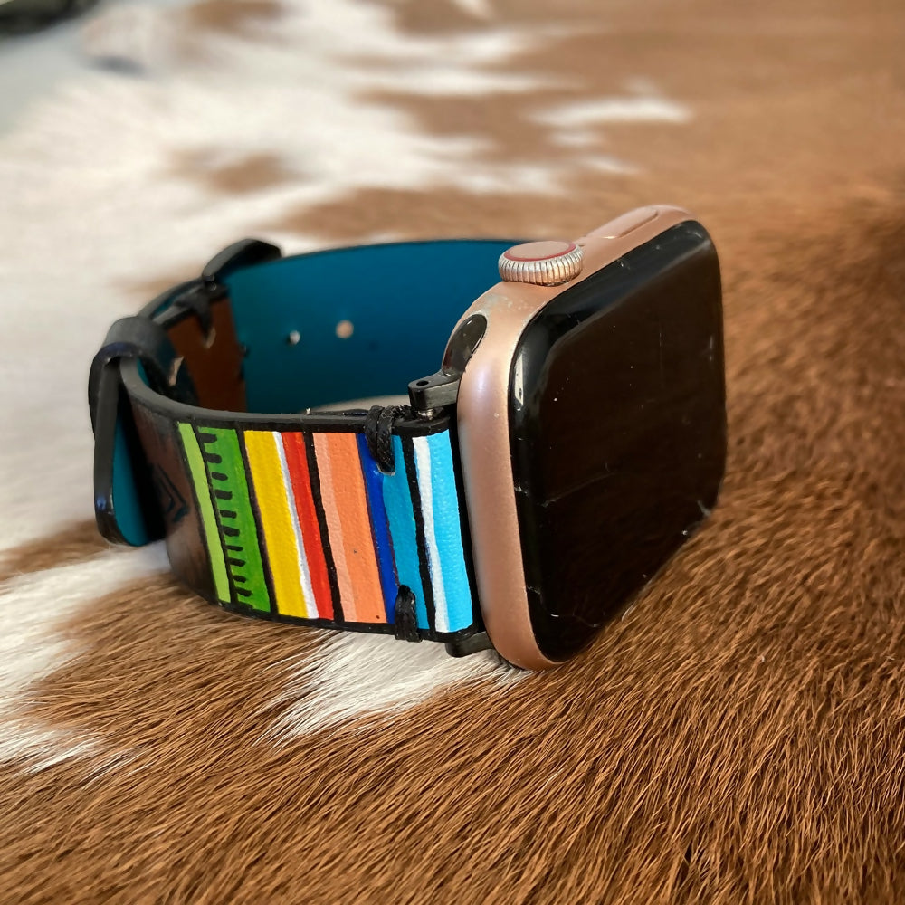 Leather Apple Watch band - serape