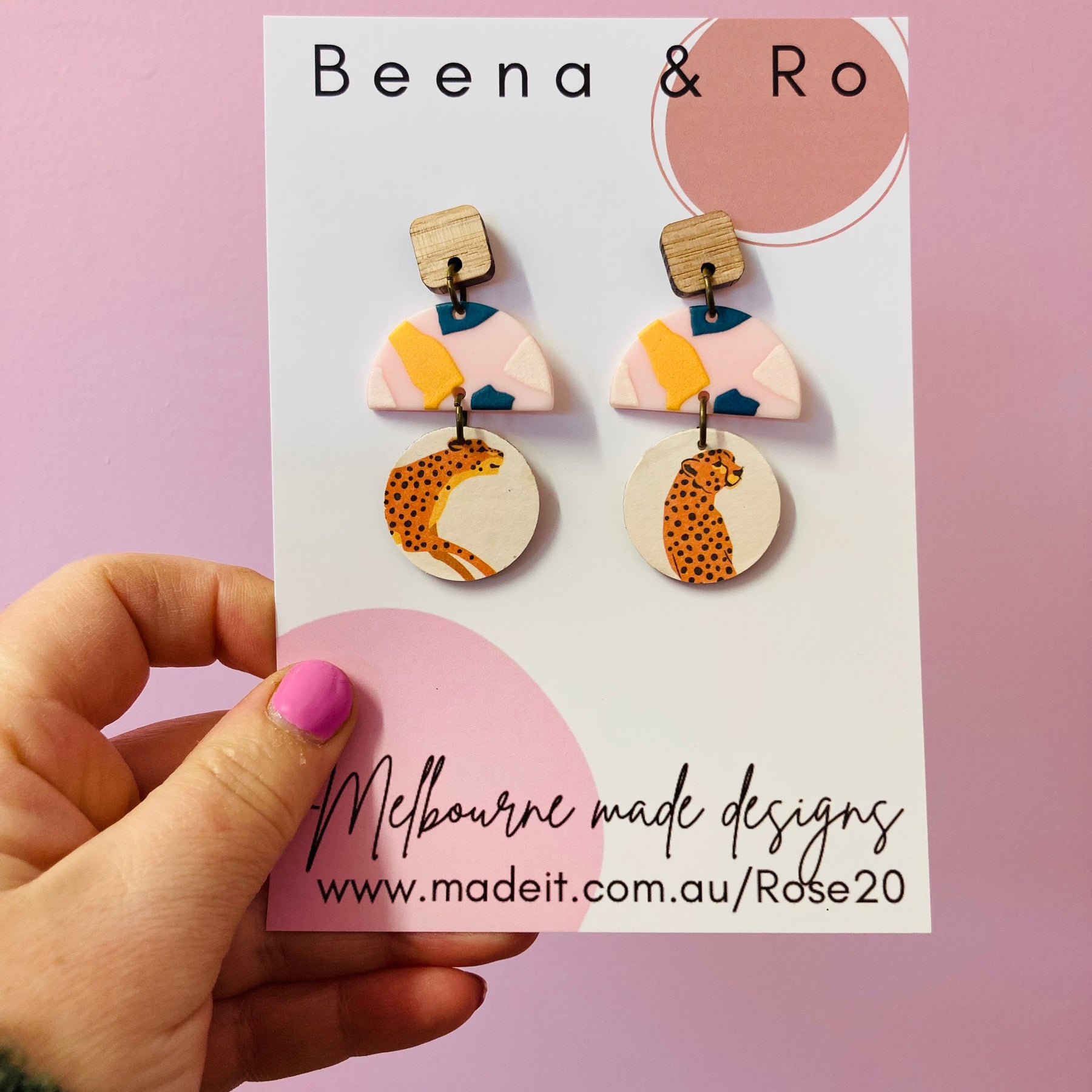 Triple layer leopard earrings