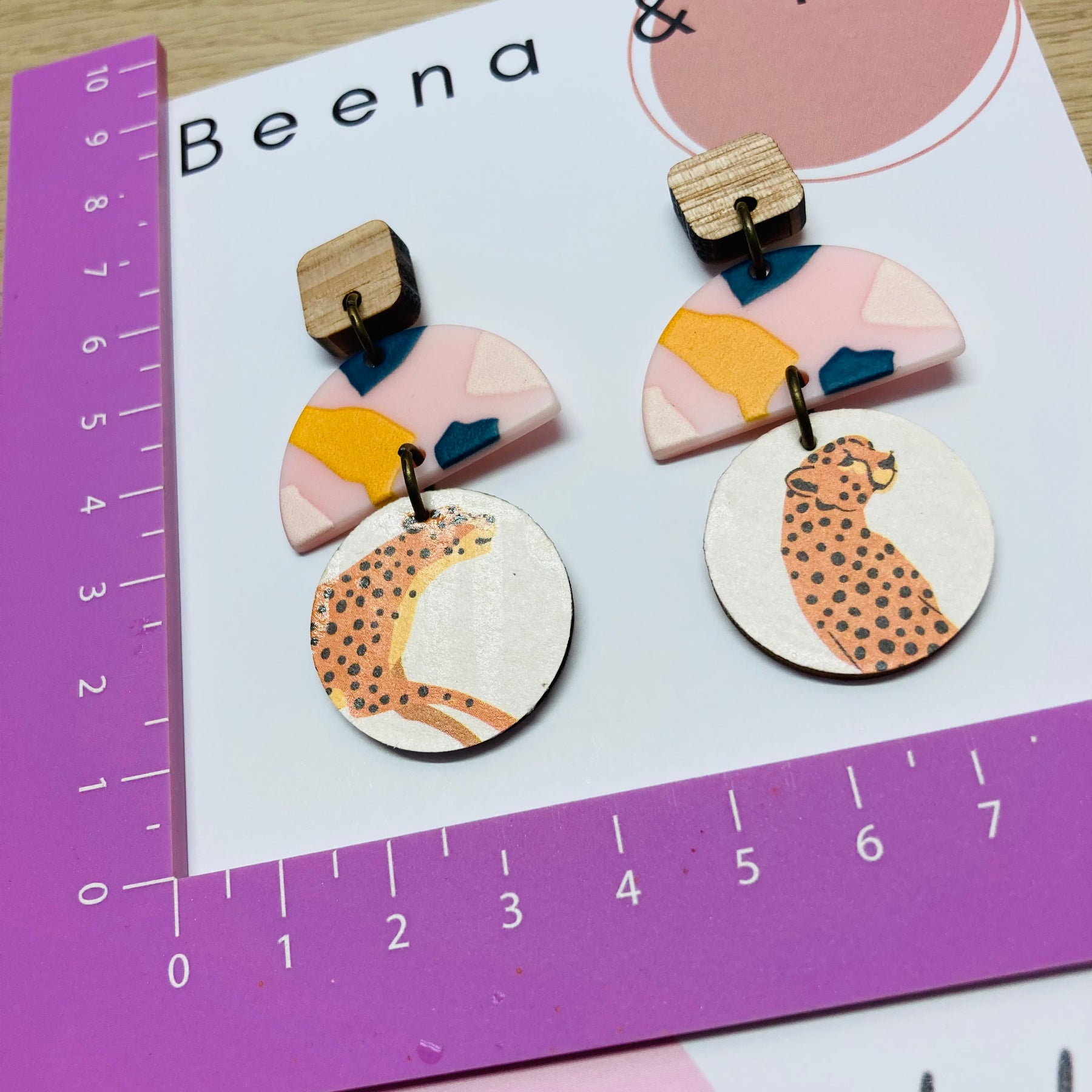 Triple layer leopard earrings