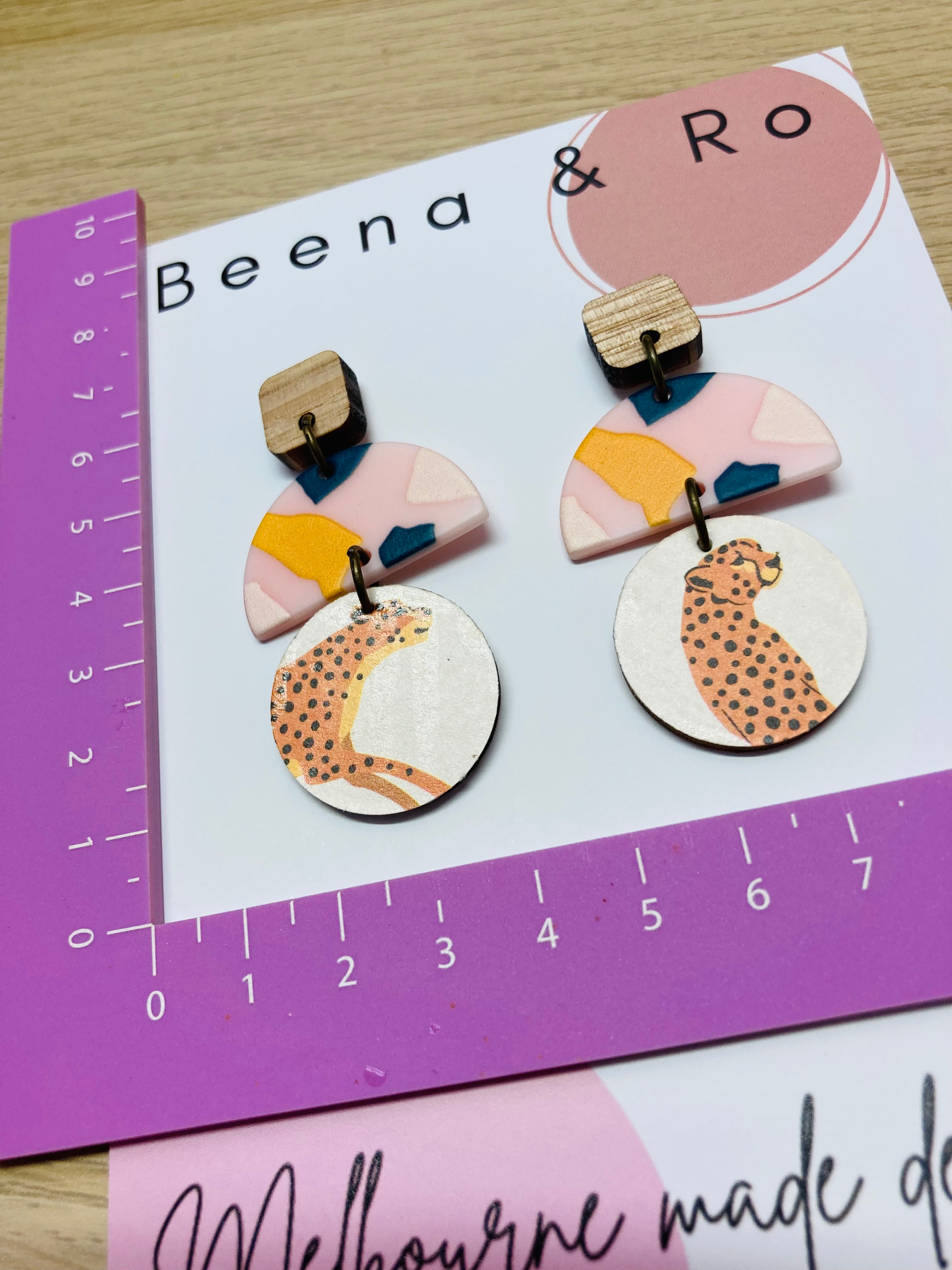 Triple layer leopard earrings