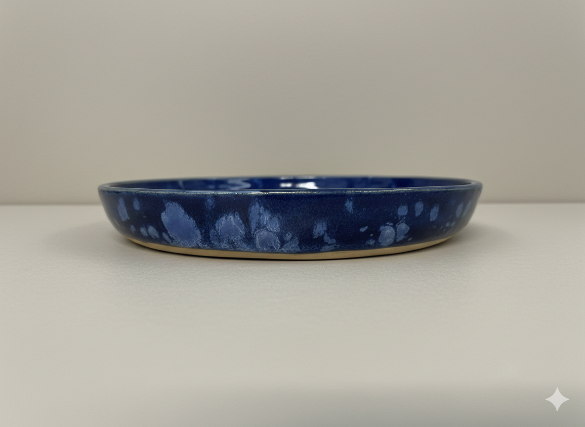 Handcrafted cosmic blue pottery serving bowl