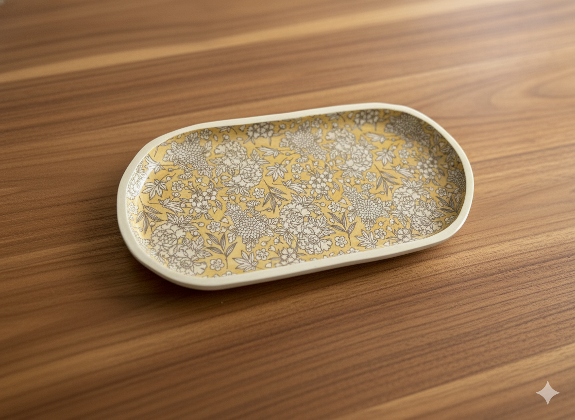 Ceramic floral tray