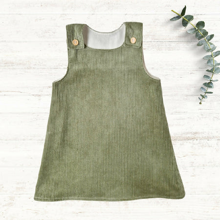 Sage Corduroy Pinafore