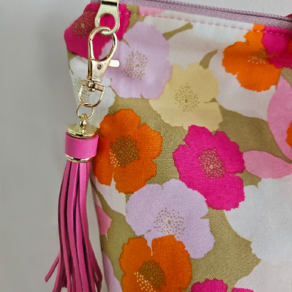 Tote Bag with Pink Floral Design