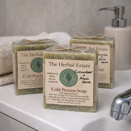 2 x Cucumber and Mint Cold Pressed Soap 120g each