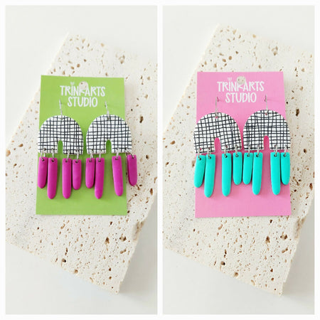 Arch Dangle Earrings Lightweight Polymer Clay Statement Earrings