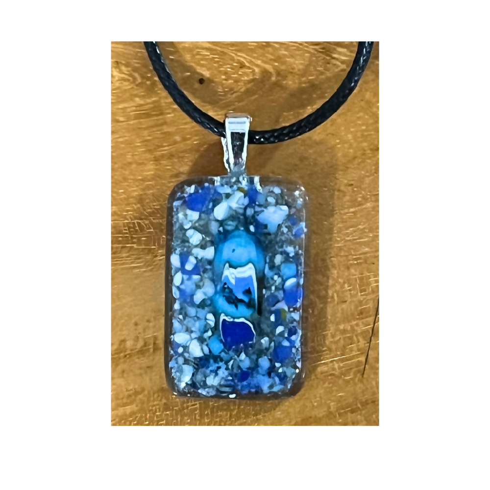 Handcrafted Fused Glass Blue Pendant Necklace