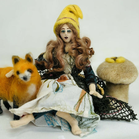Art doll woodland theme fairy needle felt fox