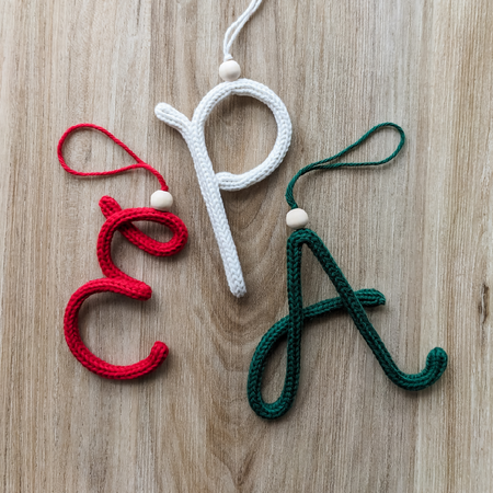 Knitted Wire Letter Charm | Christmas Ornament