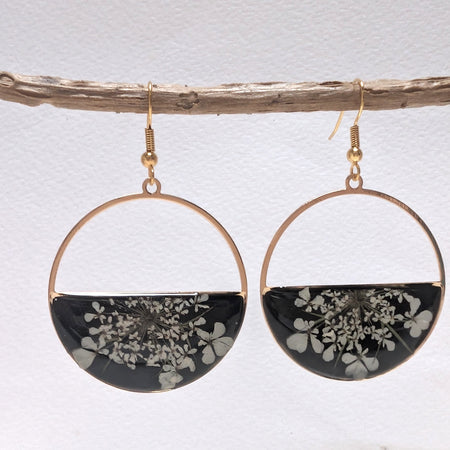 Queen Anne's Lace pressed flower earrings