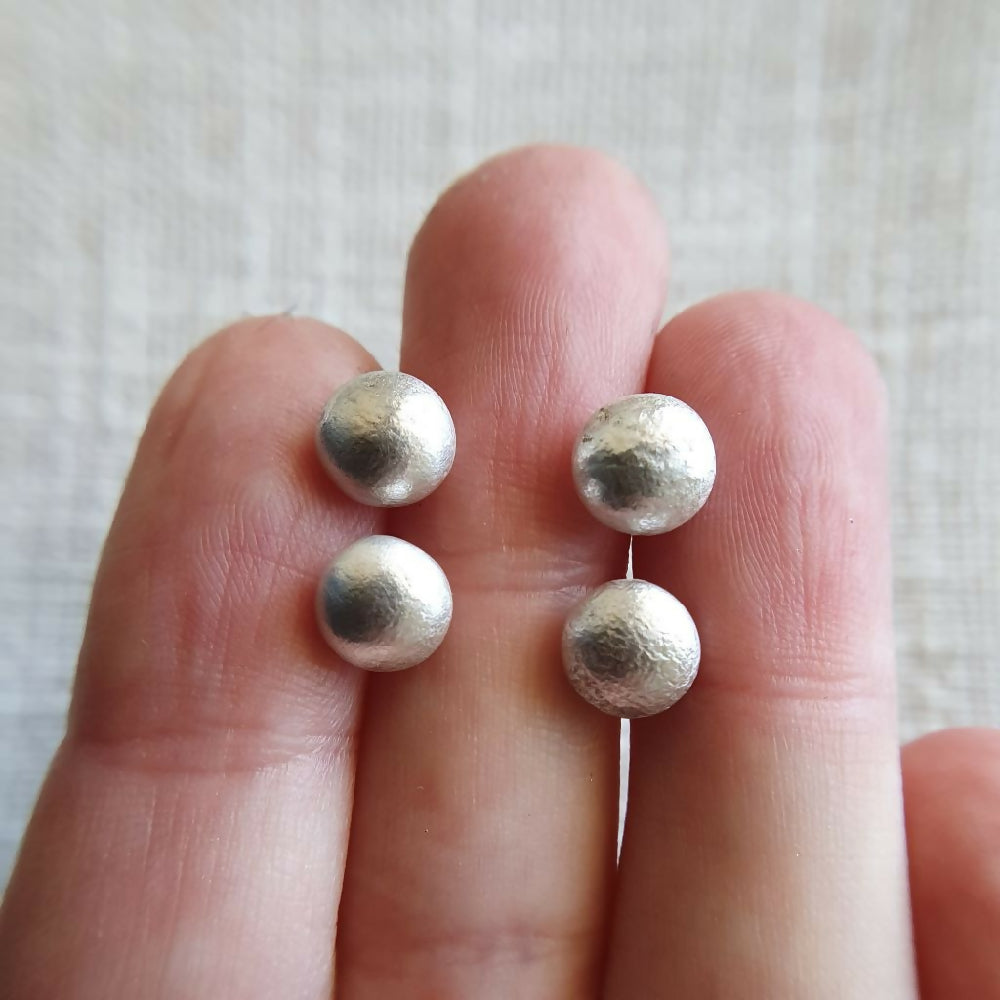 Recycled sterling silver studs 'silver pearls'