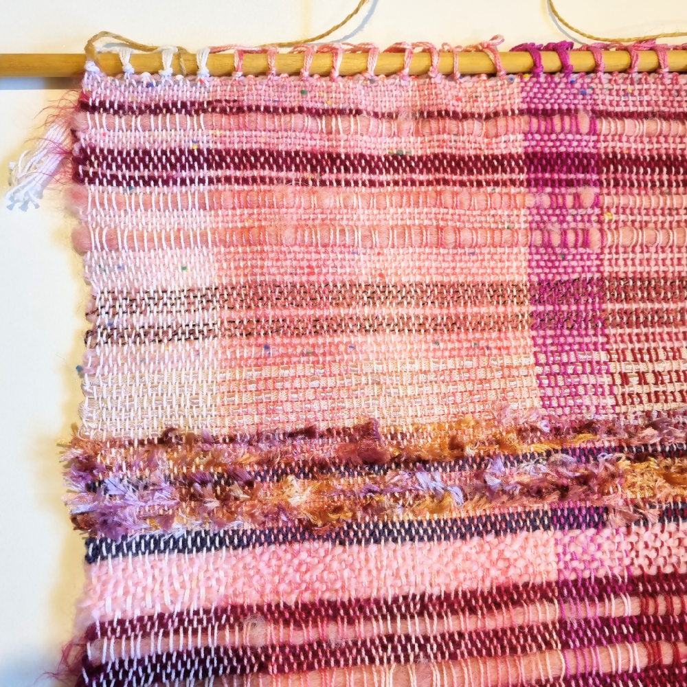 Woven wall art, 'pretty in pink' no.1