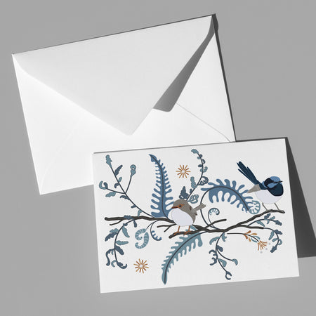 Superb Blue Fairy Wren Blank Greeting Card