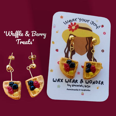 Polymer Clay Earrings - Waffle & Berry Treats