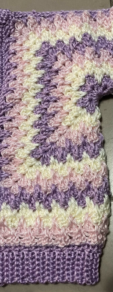 Crochet hexi cardigan pastel pink and purple