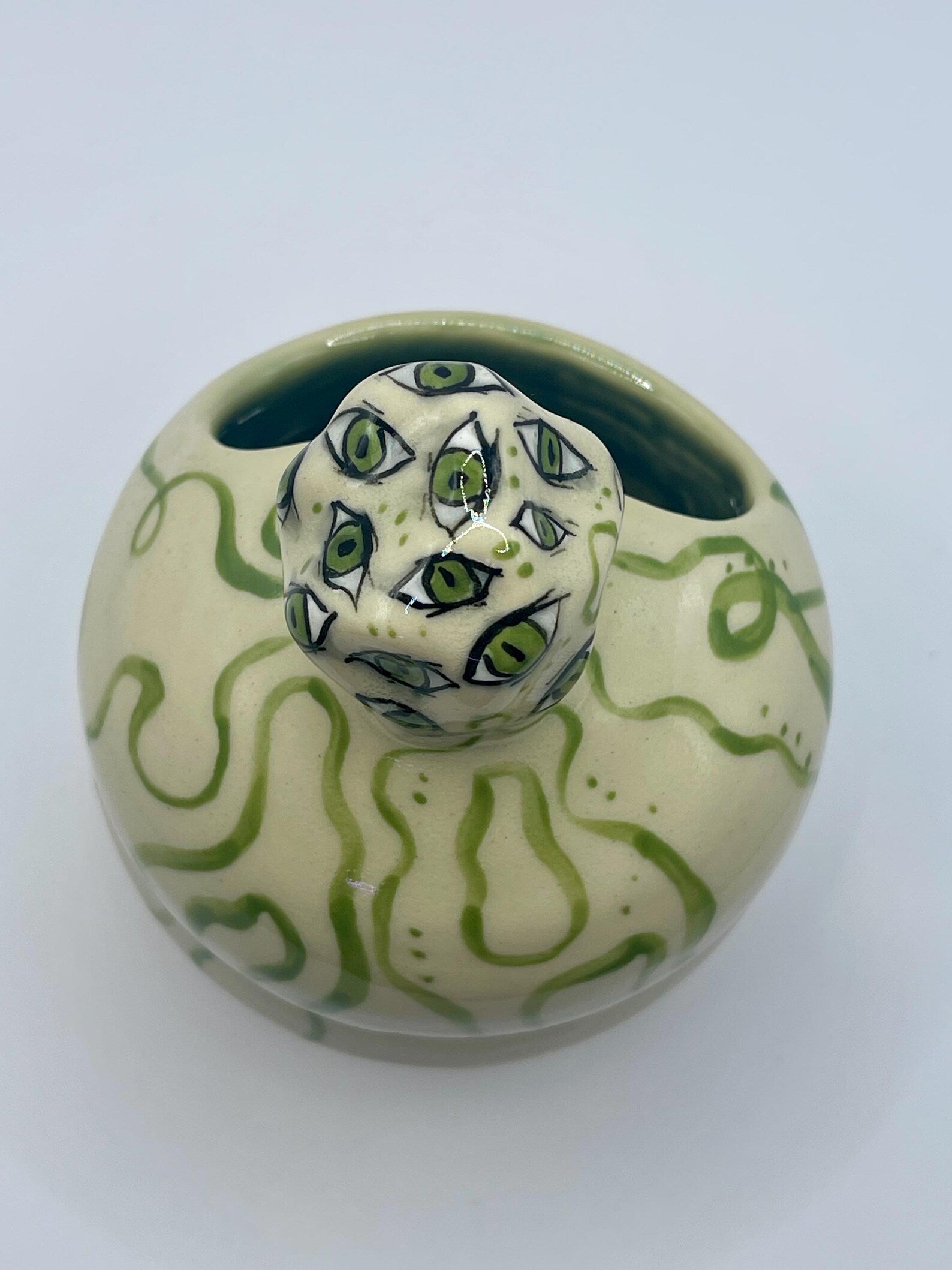 Handmade monster eyes salt pig / holder for anything that fits