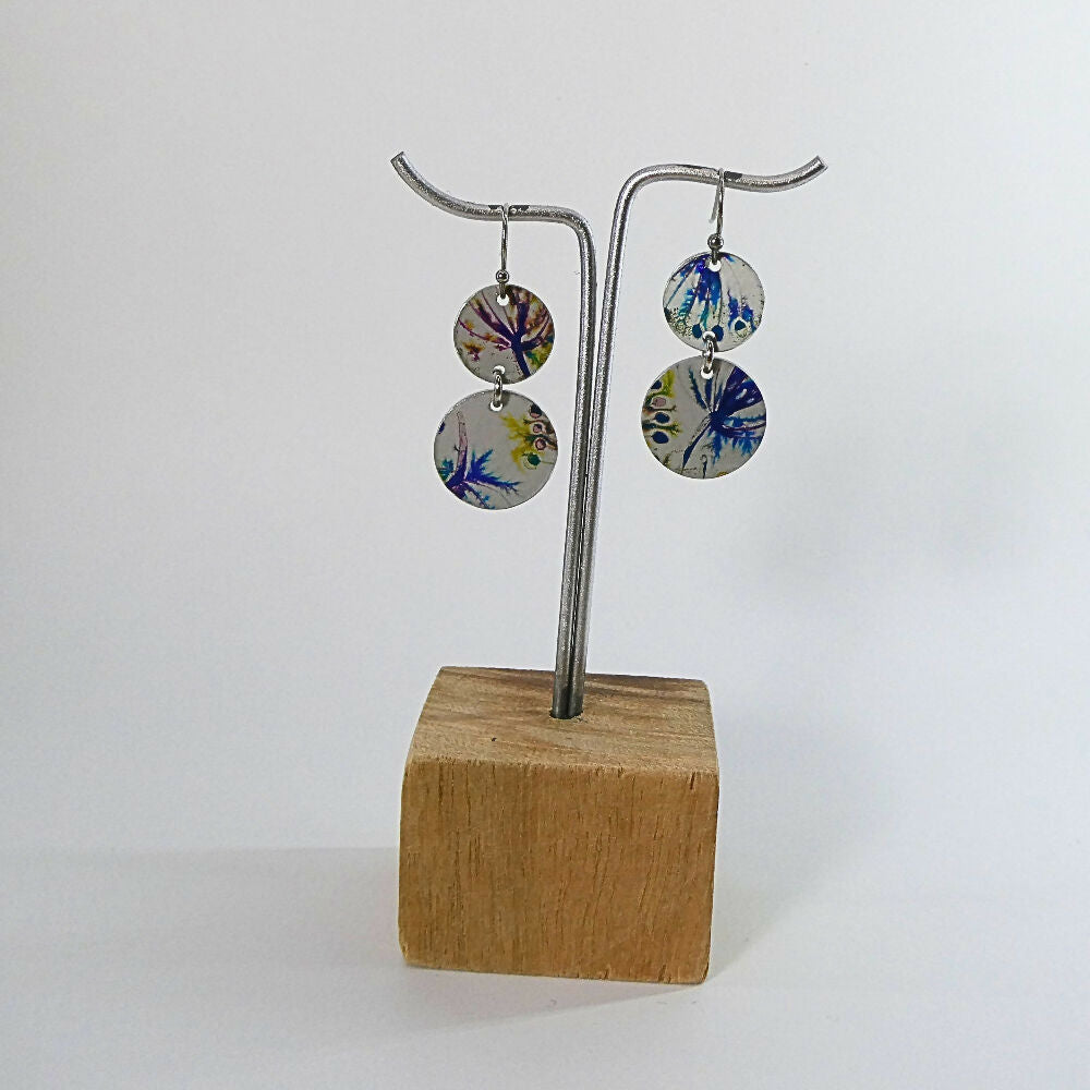 Printed Australian floral anodised aluminium earrings