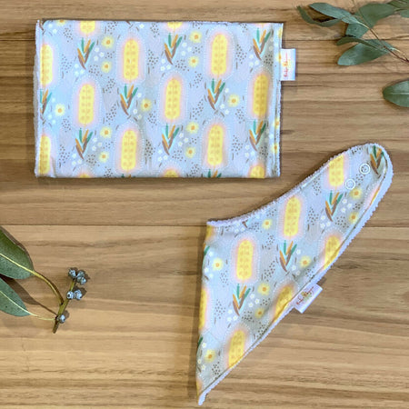 Baby Bib and Burp Cloth Set - Banksias