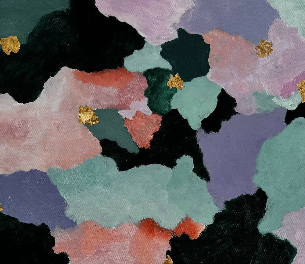 Original acrylic painting with gold leaf 'Happiness in the Clouds'