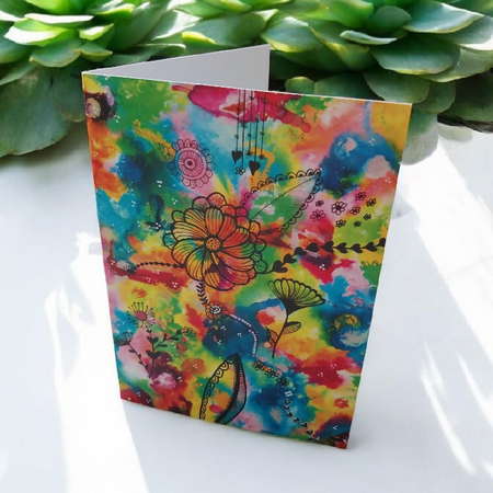 Blooms in Colour Blank Greeting Card